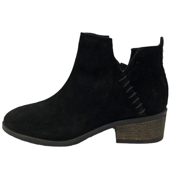 Diba True Silver Studded Black Vio Lyn Suede Block Heel Ankle Boots 8.5 Women's - Picture 1 of 12